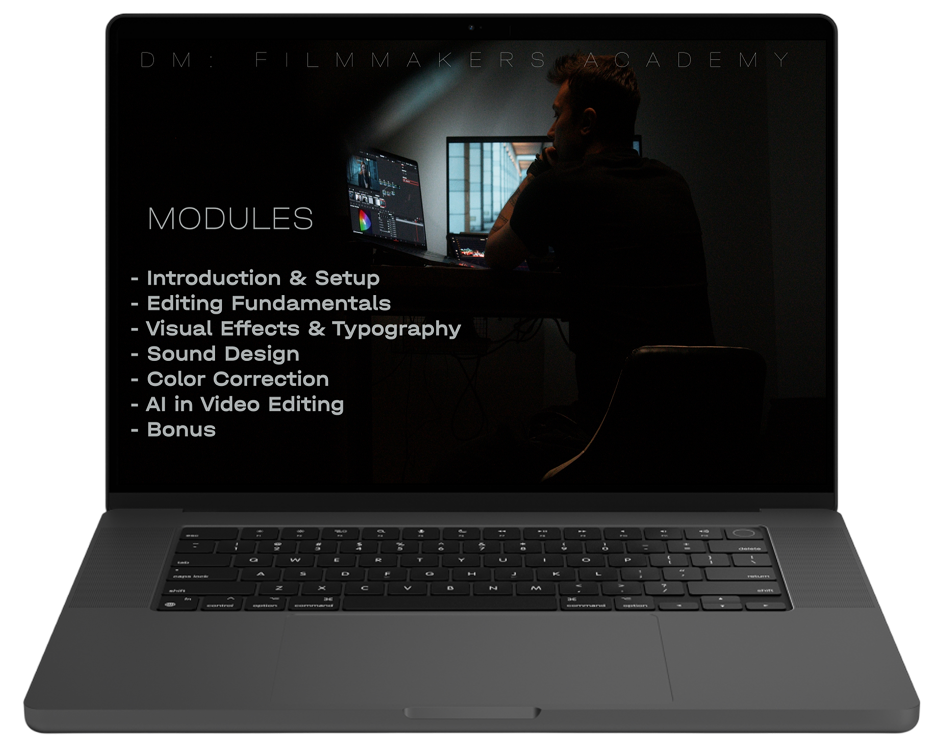 MacBook Pro с интерфейсом курса